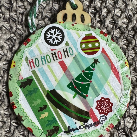 A set of 4 new unique handmade wooden 3x3” Christmas tree hanging ornaments $40 - Picture 3 of 13